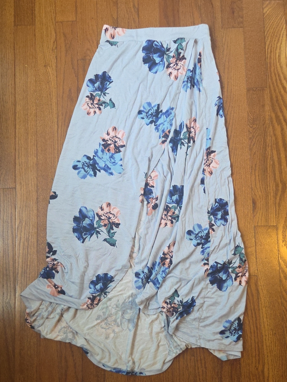 Charlotte Russe Light Blue Floral High-Low Maxi Skirt